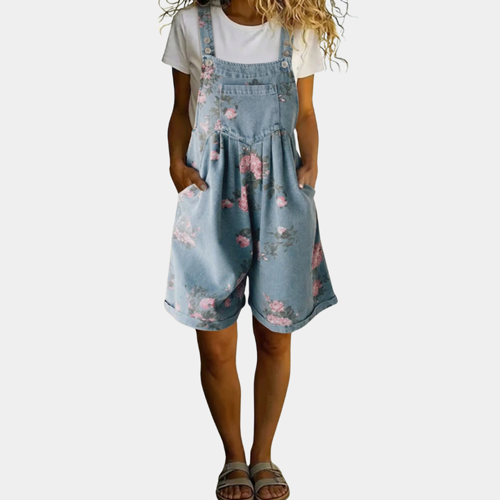 Adriana - Mono met bloemenprint en een zachte, vintage denimlook