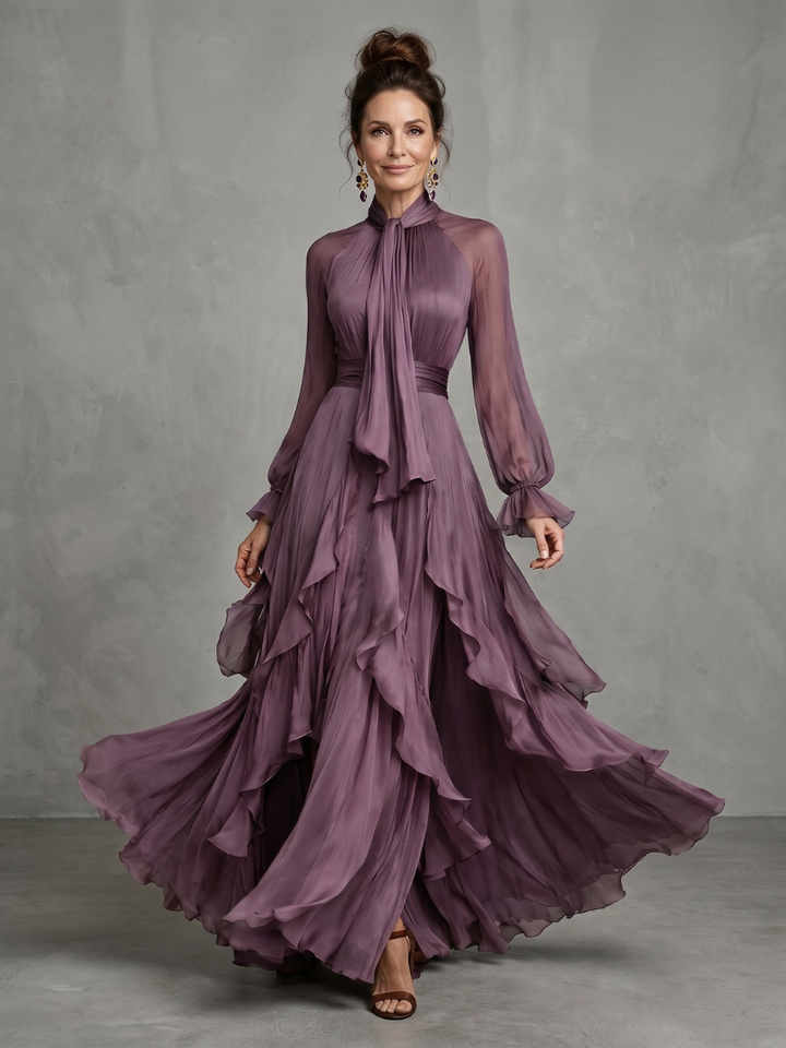 Demetria | Tiedek Ruffle Tiered Maxi Jurk