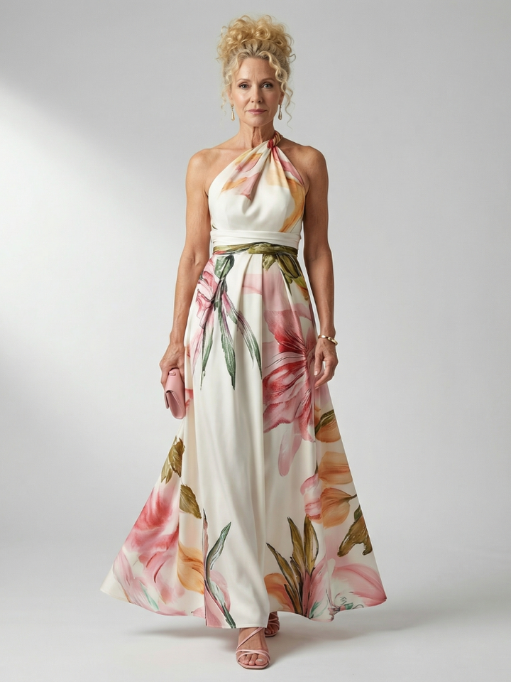 Amiel | Lichte Bloemen Maxi Jurk