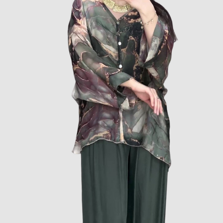 Aurora™ Elegante Gedrukte Twee-Delige Set | Bloemen Comfort Co-Ord