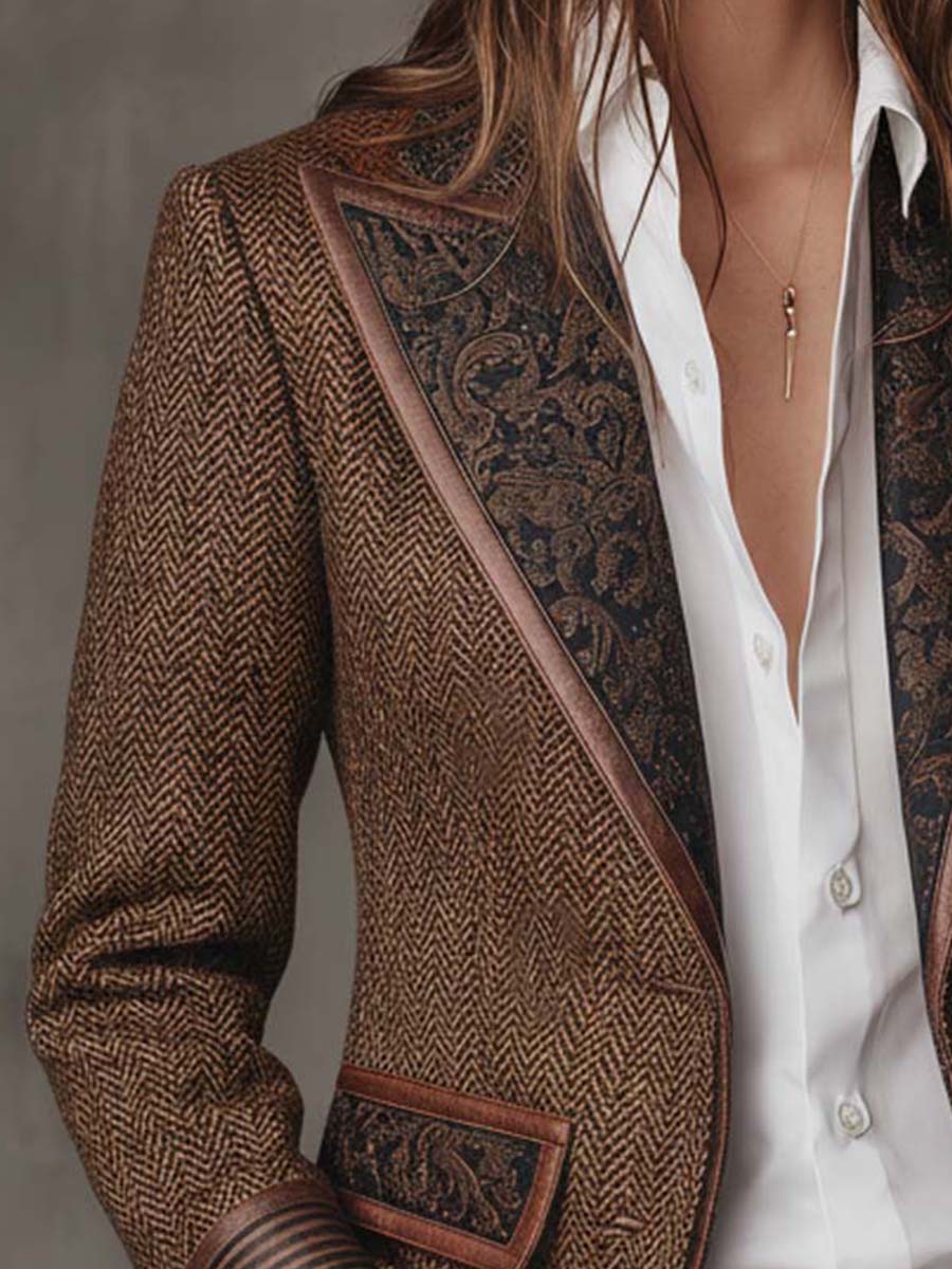 Gisèle | Blazer met Geprinte Chevron-inzetten