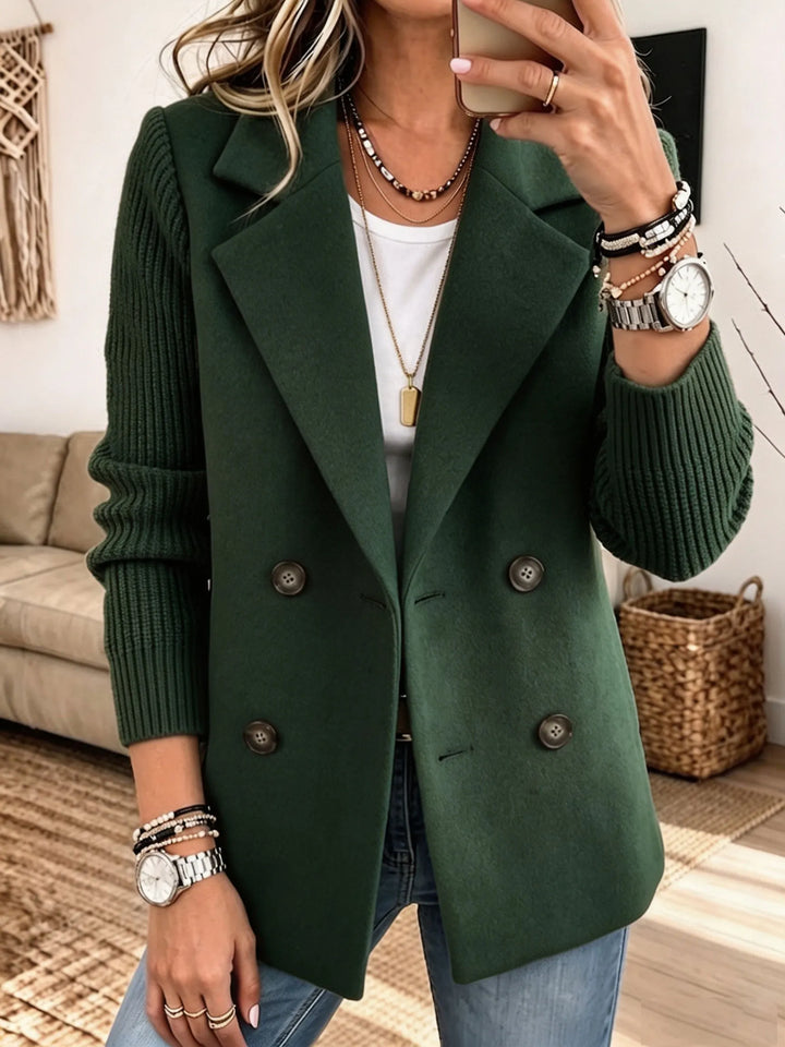 Dames Blazer met Gebreide Mouwen — Elegant en Warm