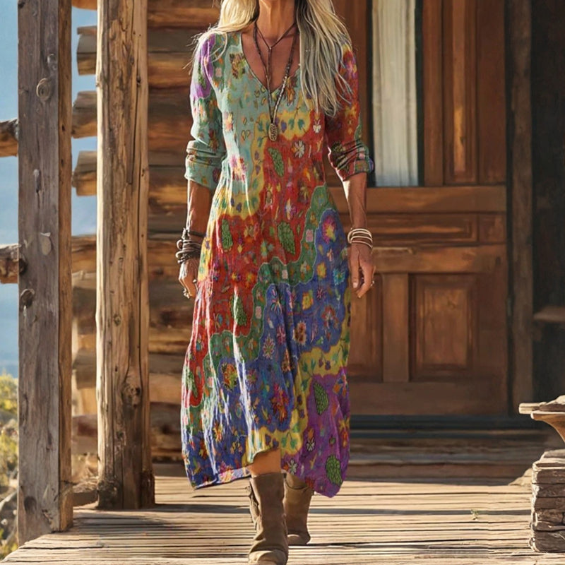 Marjon | Vloeiende Maxi-jurk met Bloemenprint