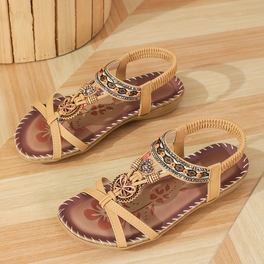 Soléa | Platte Boheemse Sandalen met Versieringen
