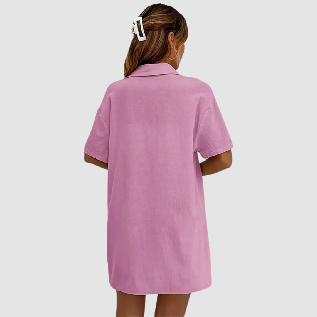 Frances™ Elegante Zomer Twee-delige Set | Korte Mouwen Knop-up Top en Drawstring Shorts