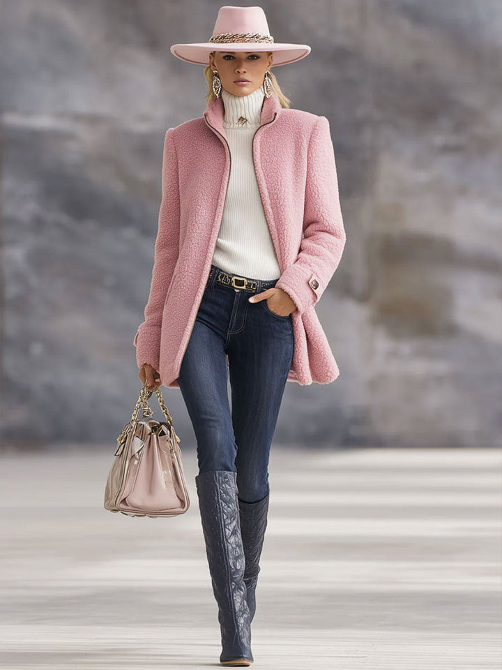 Rosalie | Vintage roze fleece jack met rits