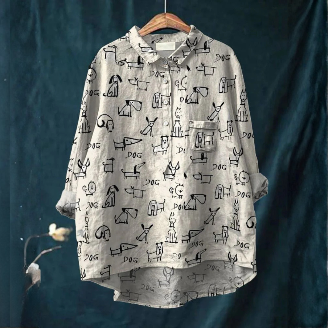 Clara™ | Tijdloze Linnen Blouse met Patroon