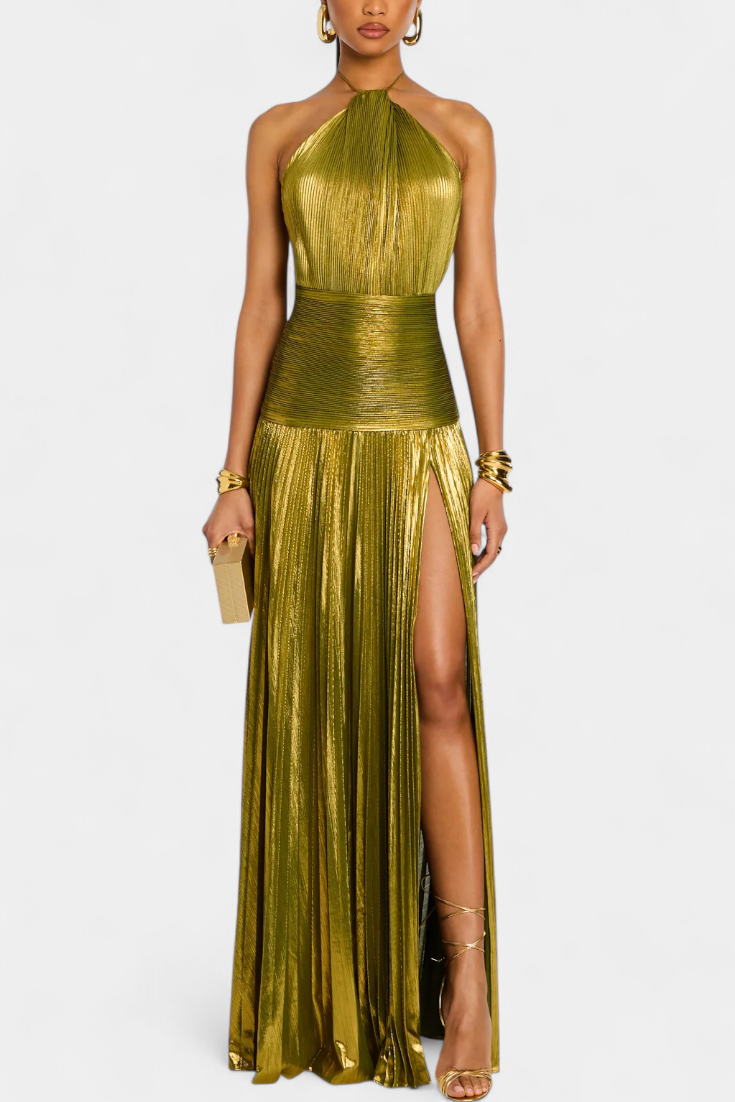 Emma | Halter Jurk Met Open Rug Metalen