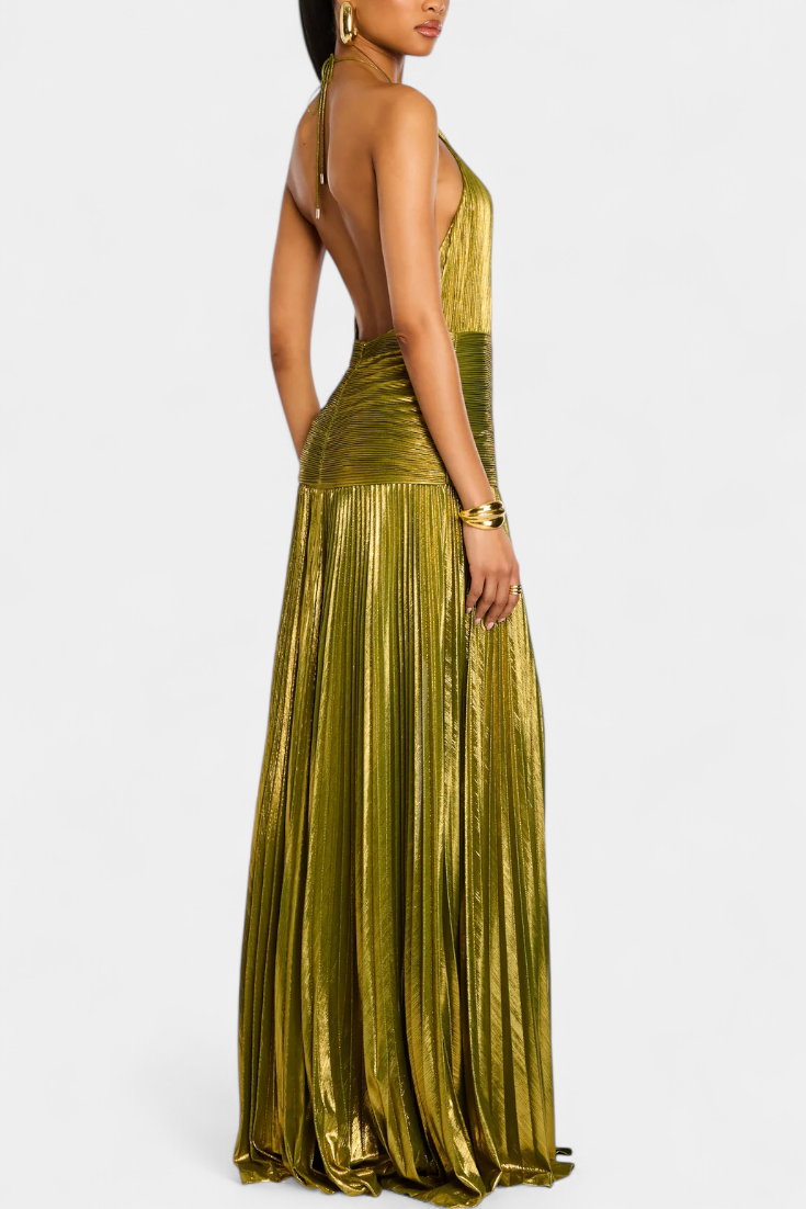 Emma | Halter Jurk Met Open Rug Metalen