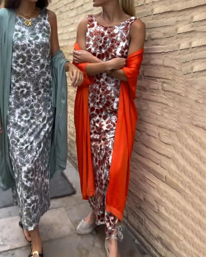 Veronica™ Elegante Twee-Piece Set | Vloeiende Maxi Jurk en Lichtgewicht Jas