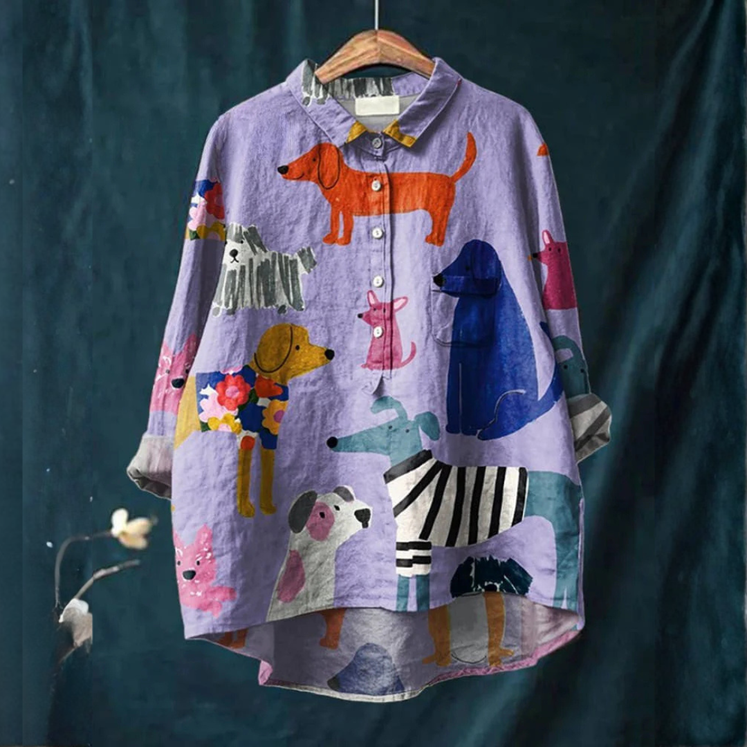Isadora™ | Tijdloze Linnen Blouse met Patroon