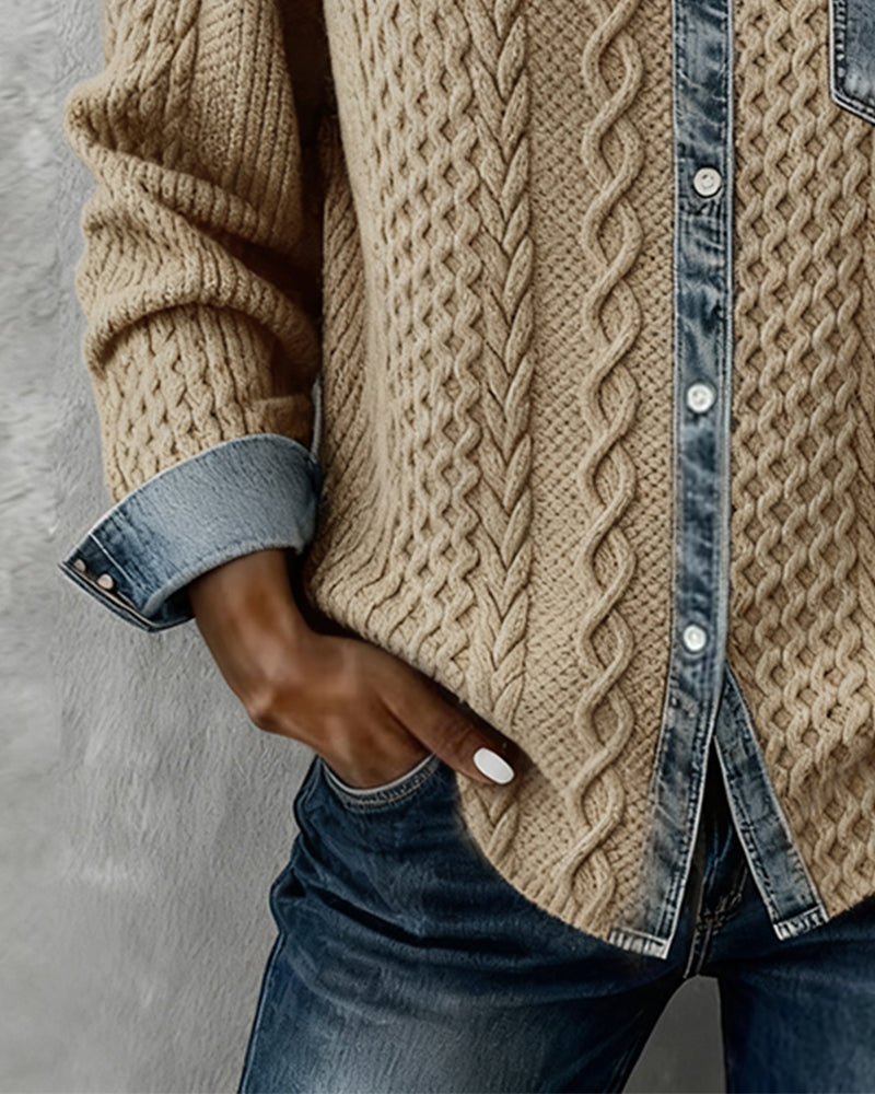 Shirt met lange mouwen en denim details