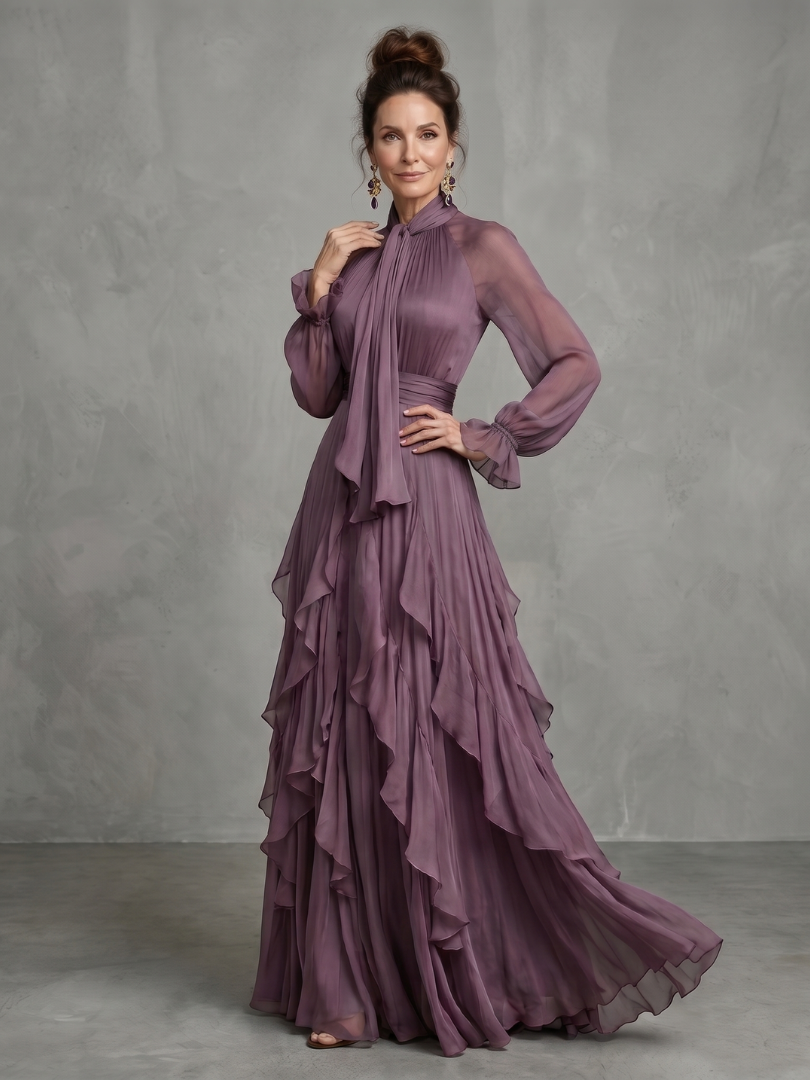 Demetria | Tiedek Ruffle Tiered Maxi Jurk