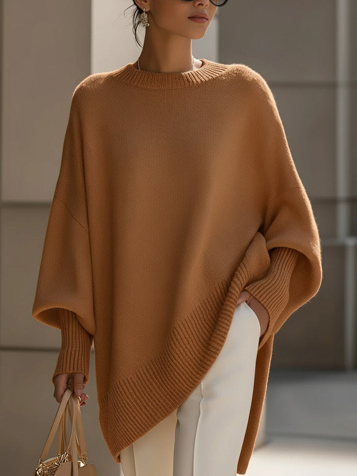 Jennifer | Oversized Trui met Drapering en Wijde Hals