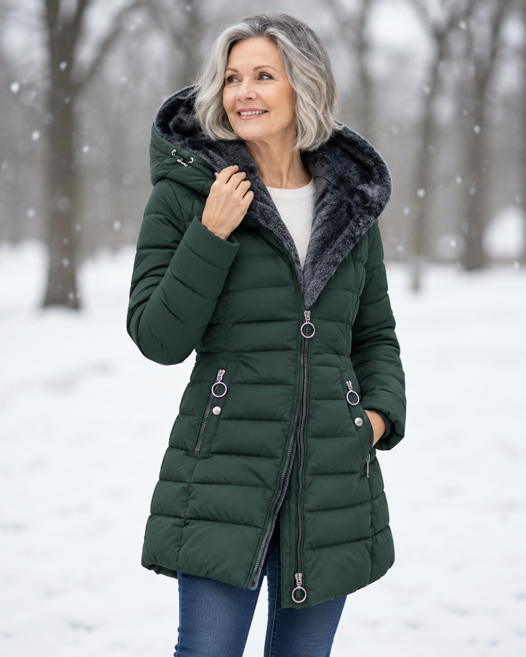 Warme Gewatteerde Winterjas Met Capuchon