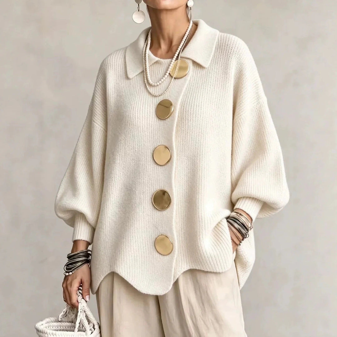 Karina | Oversized cardigan met kraag en knopen