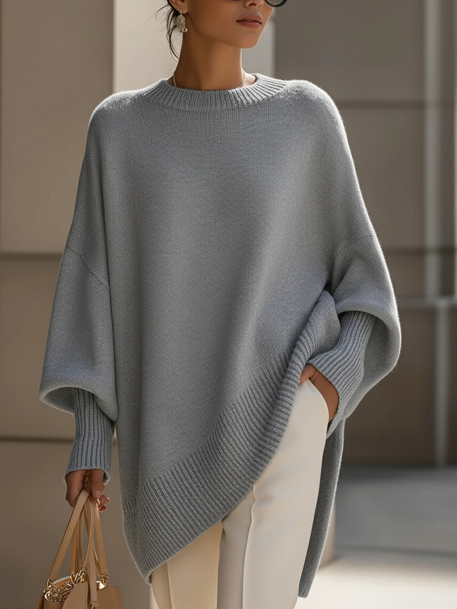 Jennifer | Oversized Trui met Drapering en Wijde Hals