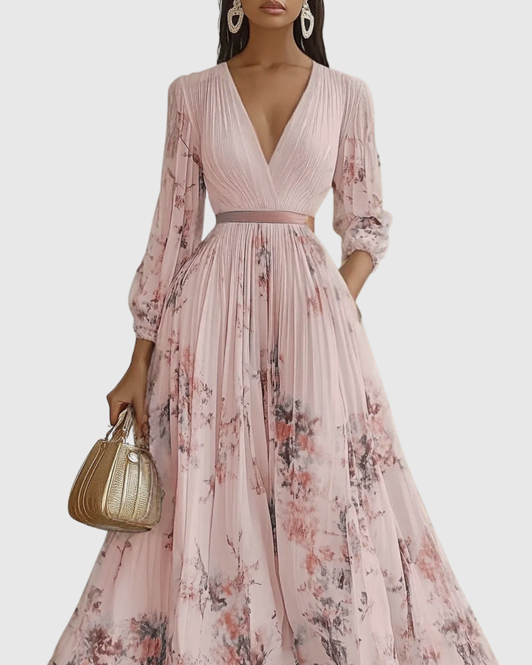 Rowella | Elegante Maxi Plissé Jurk