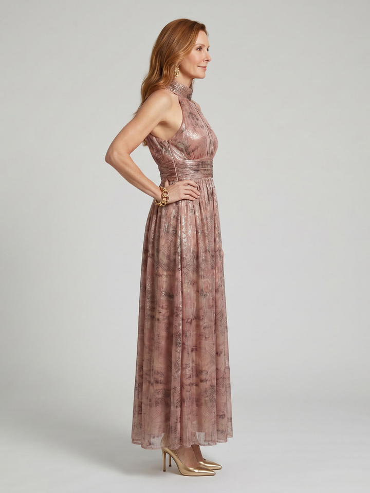 Imogen | Textured Finish Mouwloze Midi-jurk