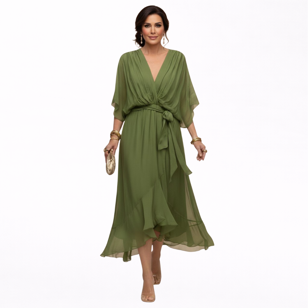 Monica | Chiffon jurk met V-hals
