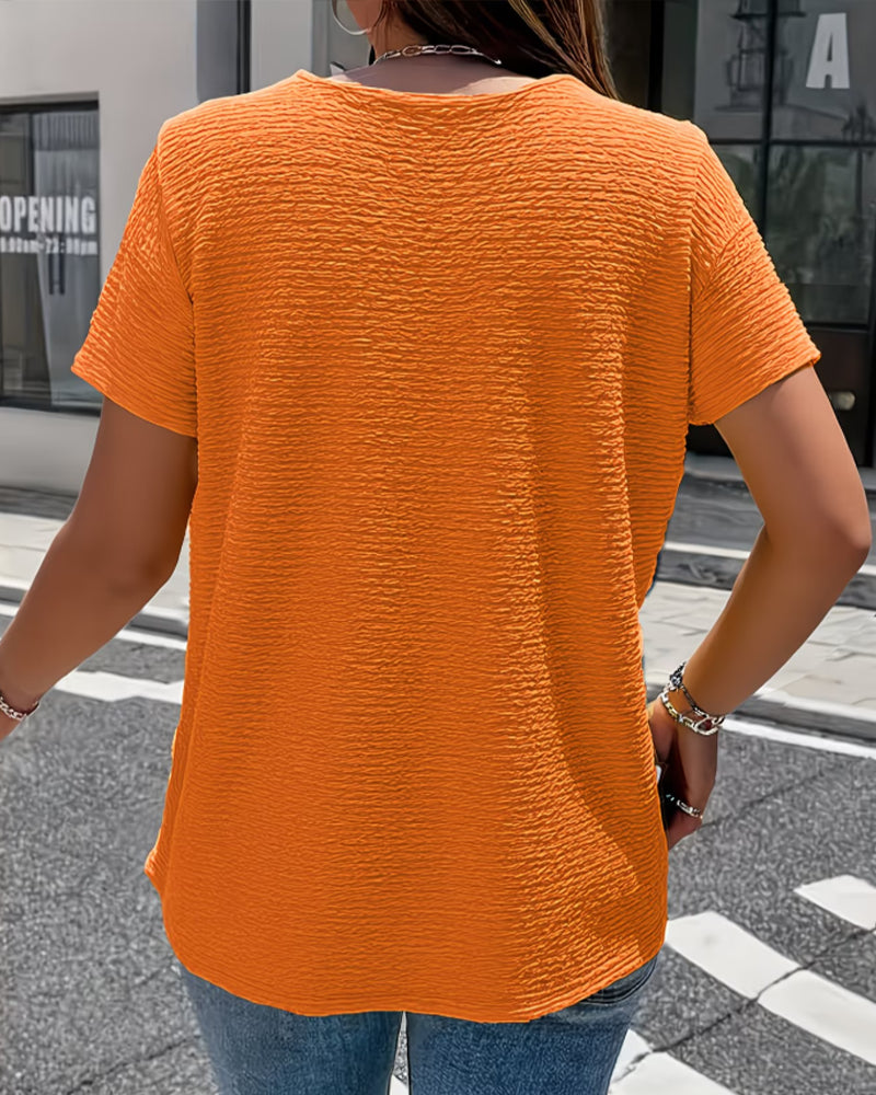 T-shirt met Peter Pan-kraag en knopen
