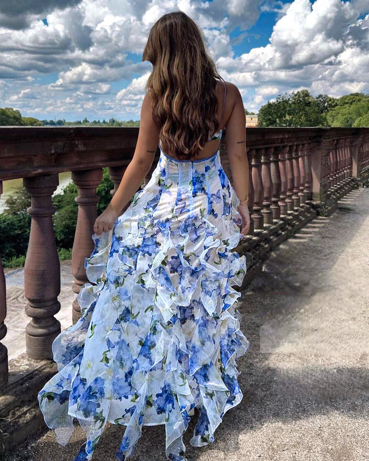 Uri™ | Midi Bloemenjurk met Ruches