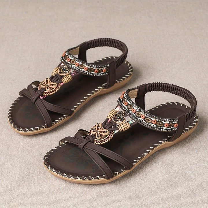 Soléa | Platte Boheemse Sandalen met Versieringen