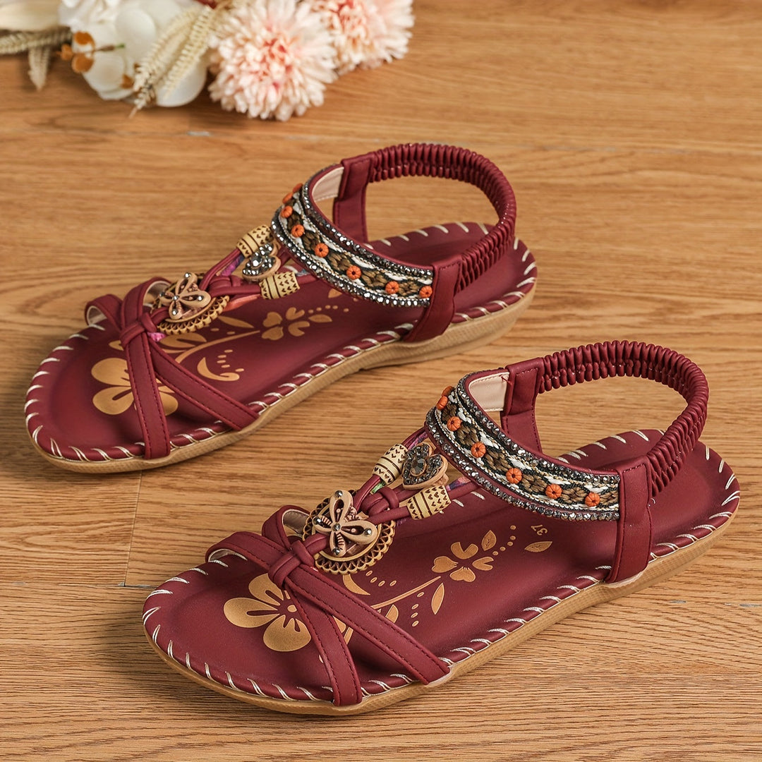 Soléa | Platte Boheemse Sandalen met Versieringen