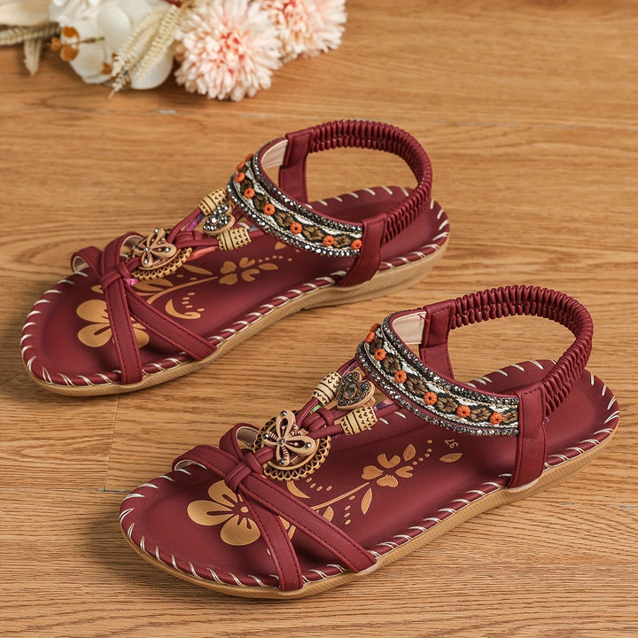 Soléa | Platte Boheemse Sandalen met Versieringen