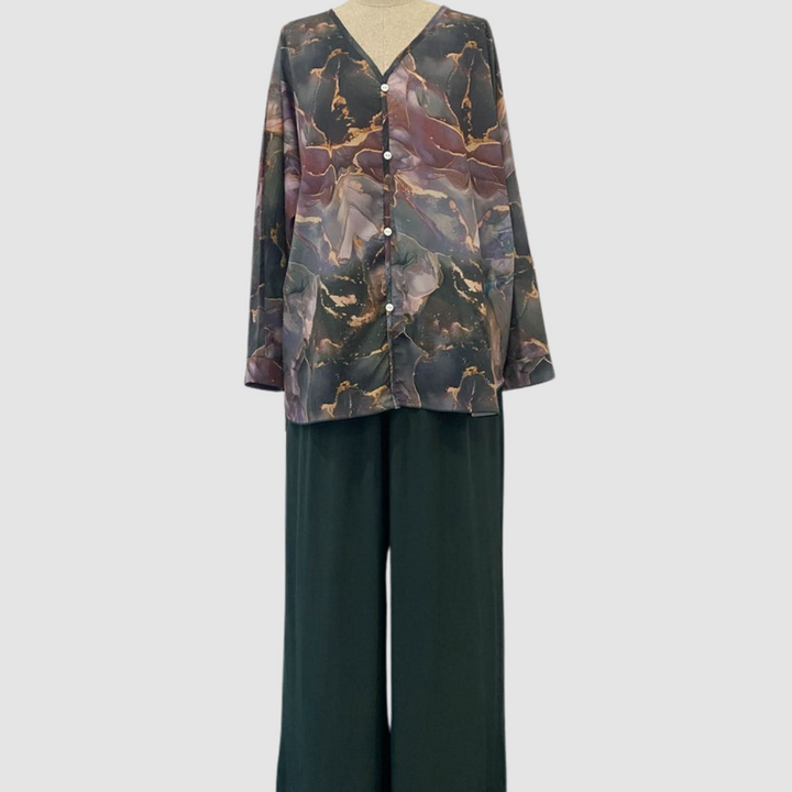 Aurora™ Elegante Gedrukte Twee-Delige Set | Bloemen Comfort Co-Ord