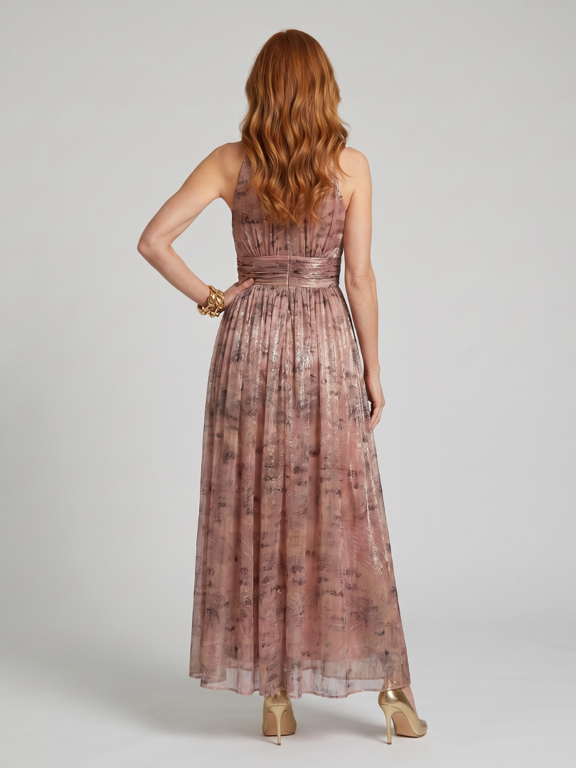 Imogen | Textured Finish Mouwloze Midi-jurk