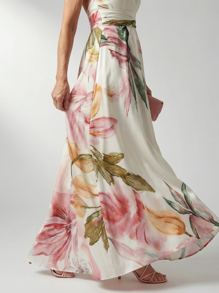 Amiel | Lichte Bloemen Maxi Jurk