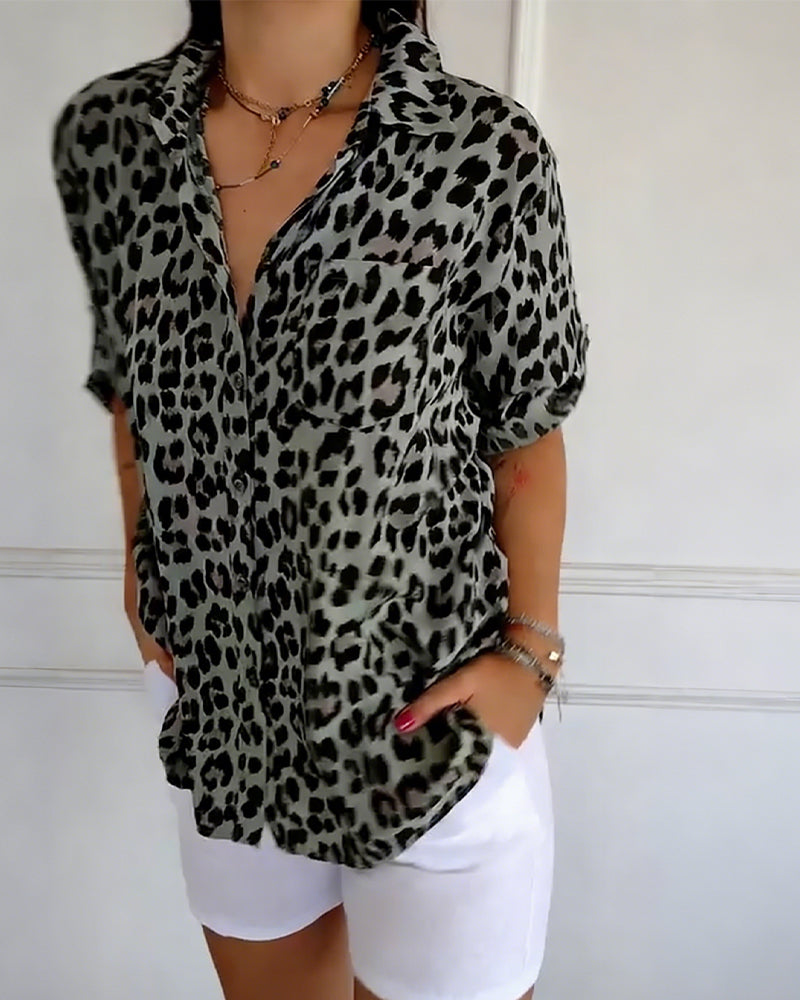 Modieuze Blouse met Luipaardprint