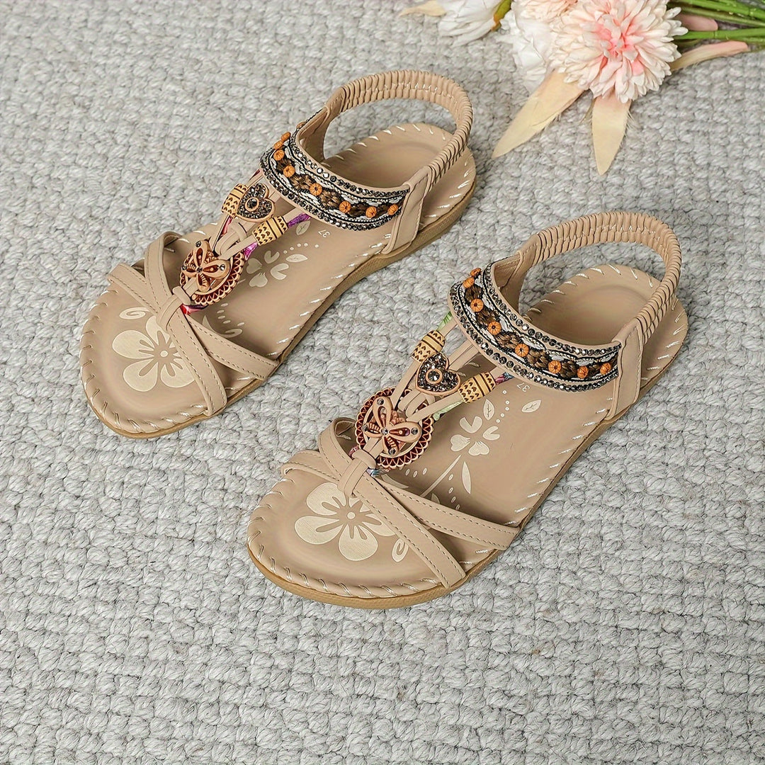 Soléa | Platte Boheemse Sandalen met Versieringen