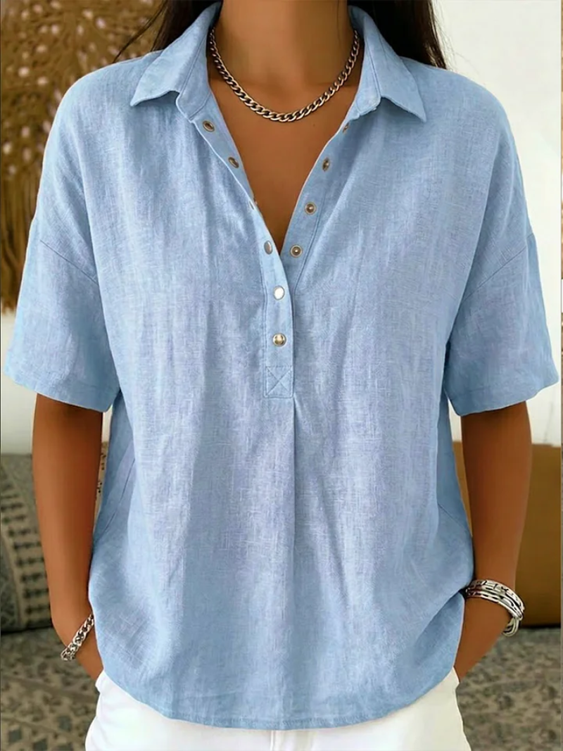 Tessa – Blouse met kraag en knoopdetail