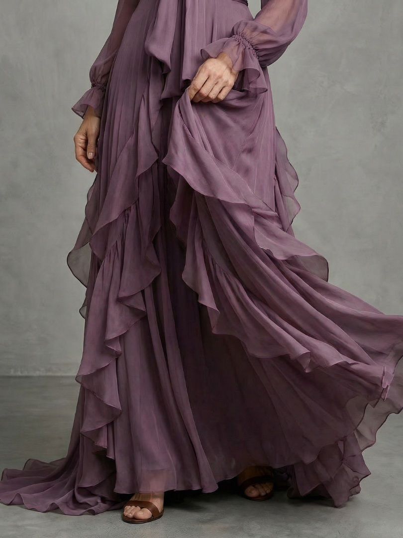 Demetria | Tiedek Ruffle Tiered Maxi Jurk