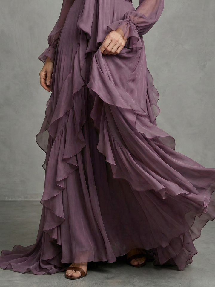 Demetria | Tiedek Ruffle Tiered Maxi Jurk