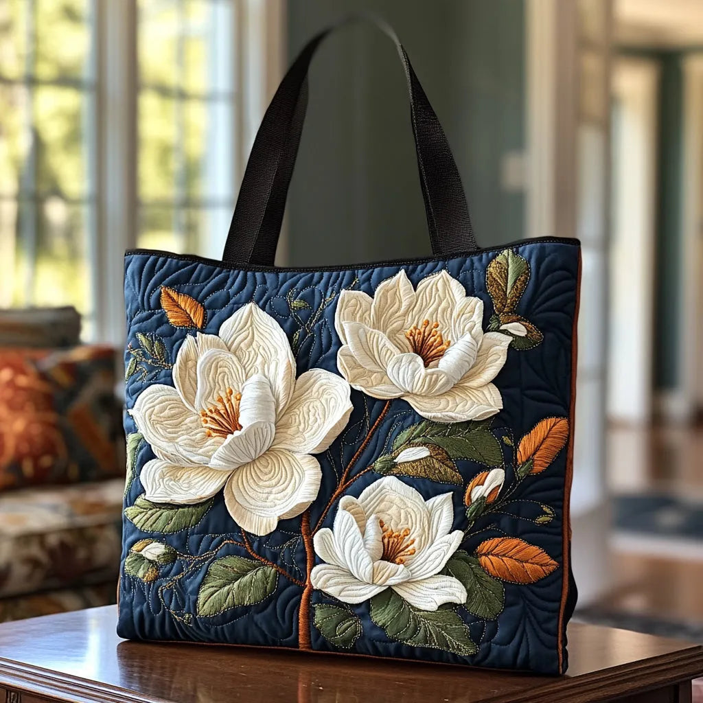 Handgemaakte Gevoerde Tas met Magnolia