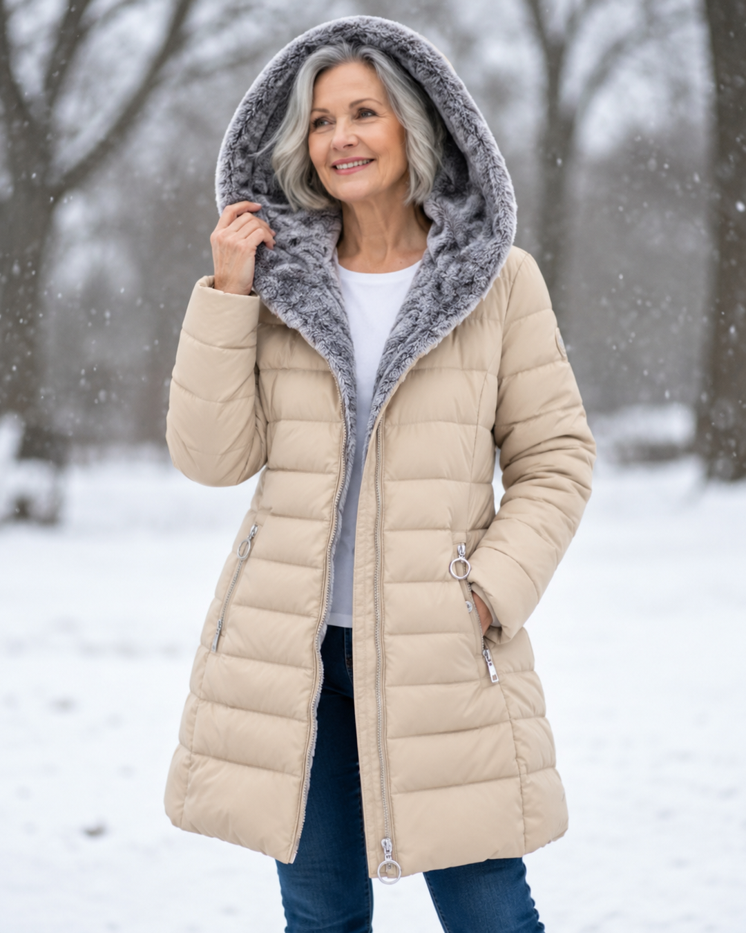 Warme Gewatteerde Winterjas Met Capuchon
