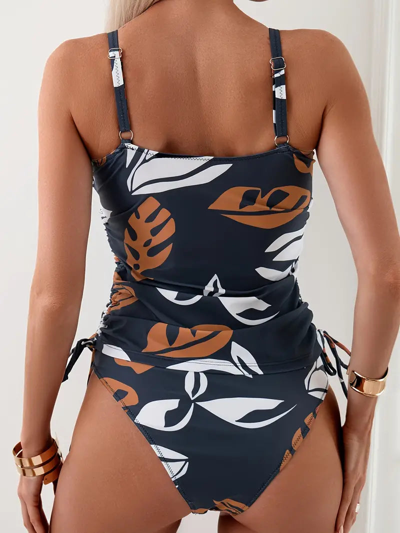 Isla | Tankini set met tropische bladerenprint