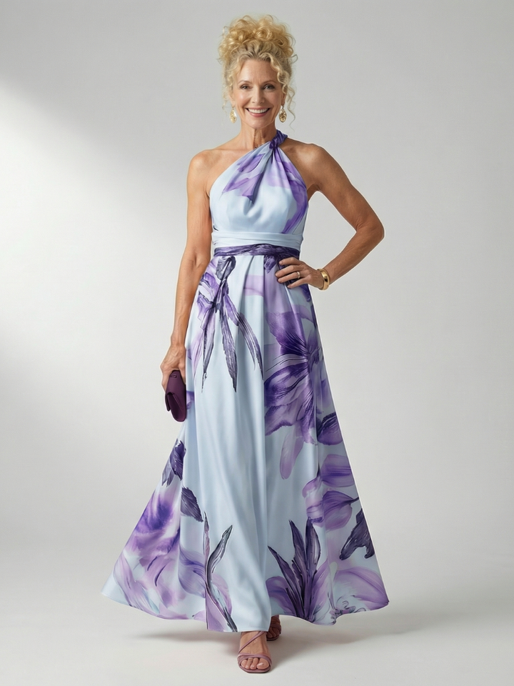 Amiel | Lichte Bloemen Maxi Jurk