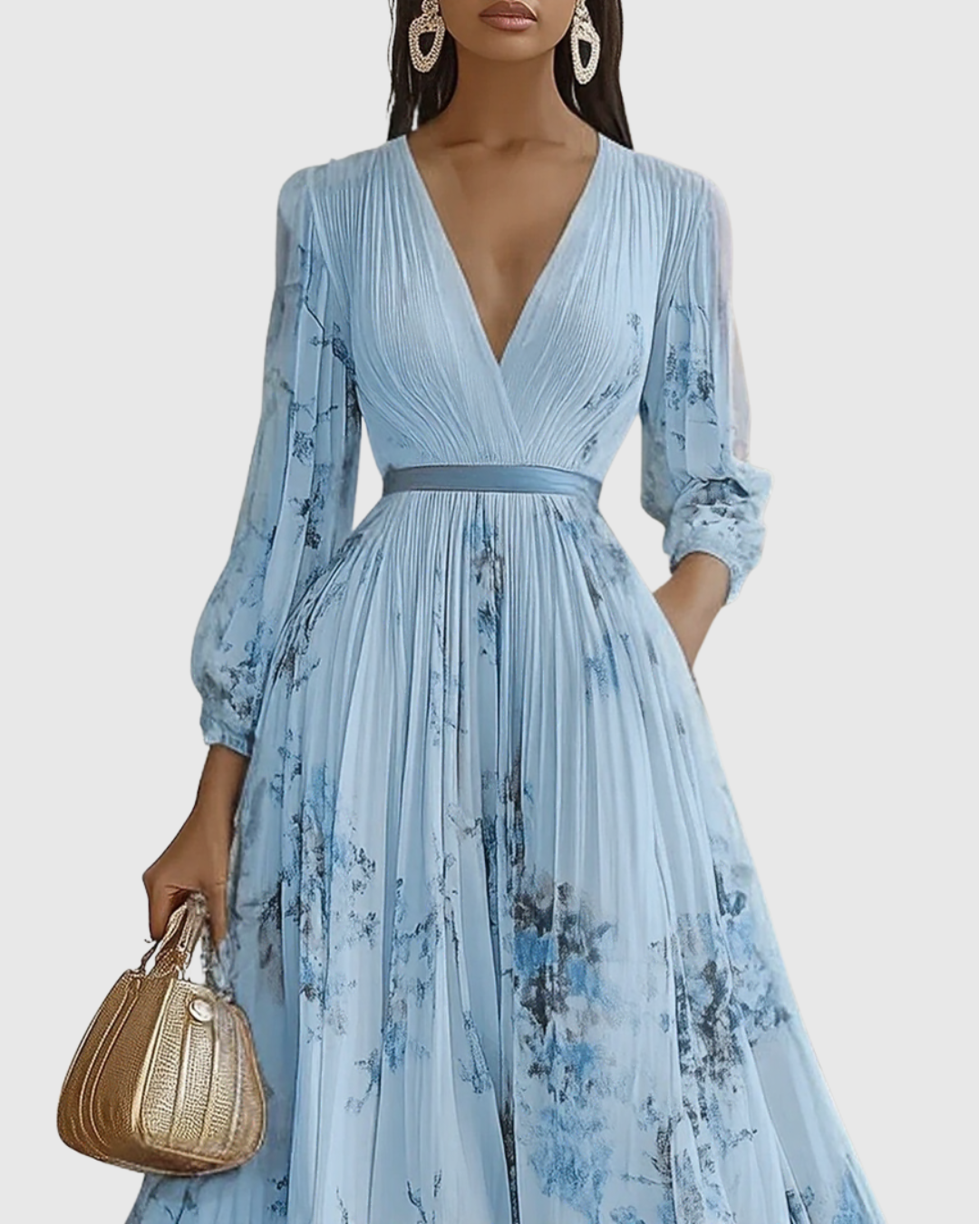 Rowella | Elegante Maxi Plissé Jurk