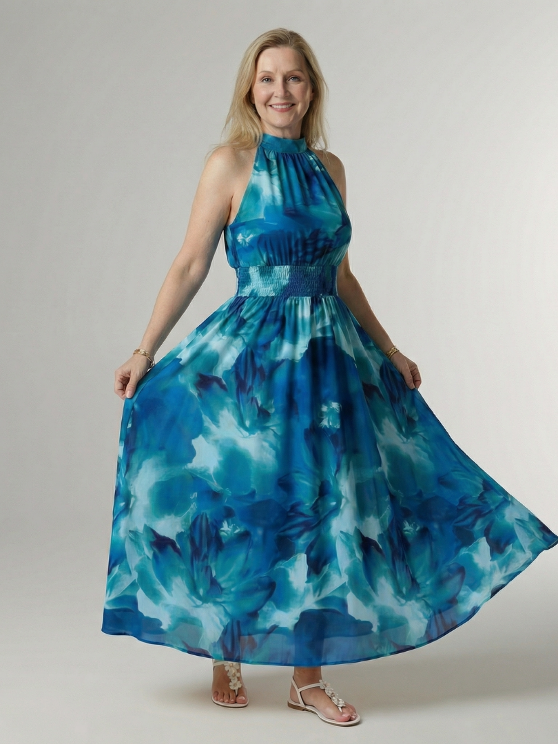 Sylin | Geverfde Halter Midi Jurk
