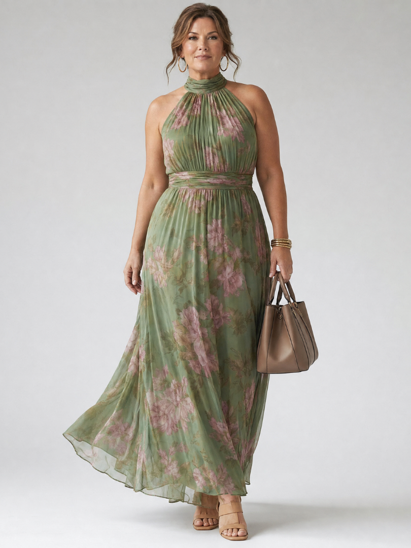 Mirelle | Geraffineerde Halter Midi Jurk
