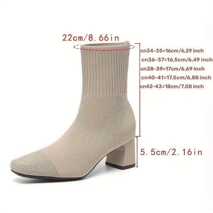Paulette™ – Comfortabele tricot enkellaarsjes met stabiele en flexibele hak