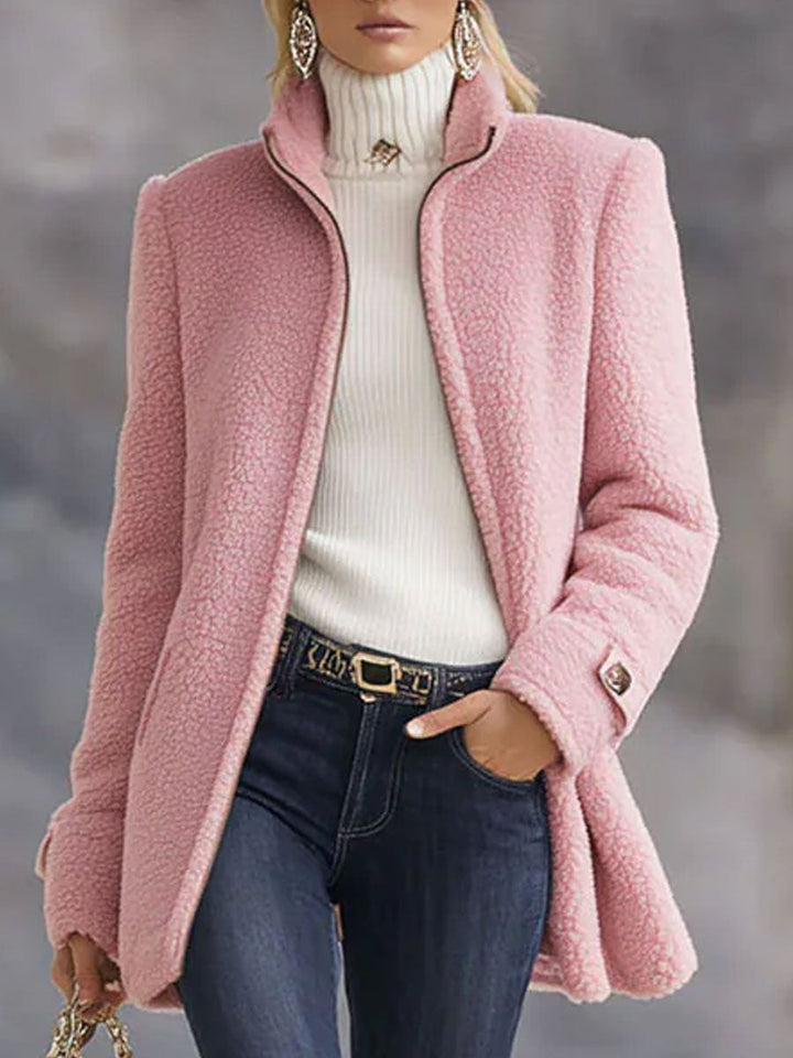 Rosalie | Vintage roze fleece jack met rits