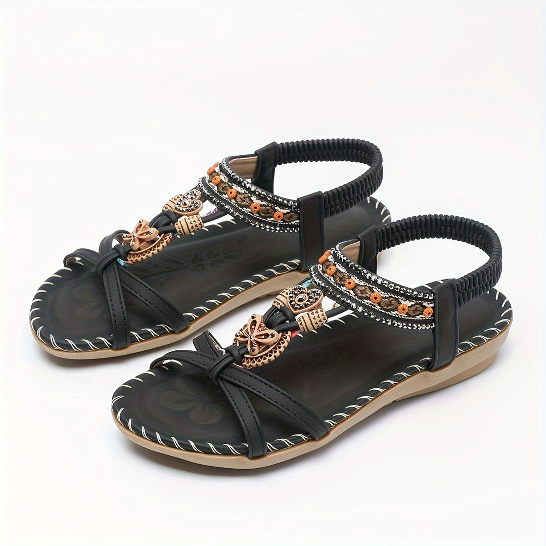 Soléa | Platte Boheemse Sandalen met Versieringen