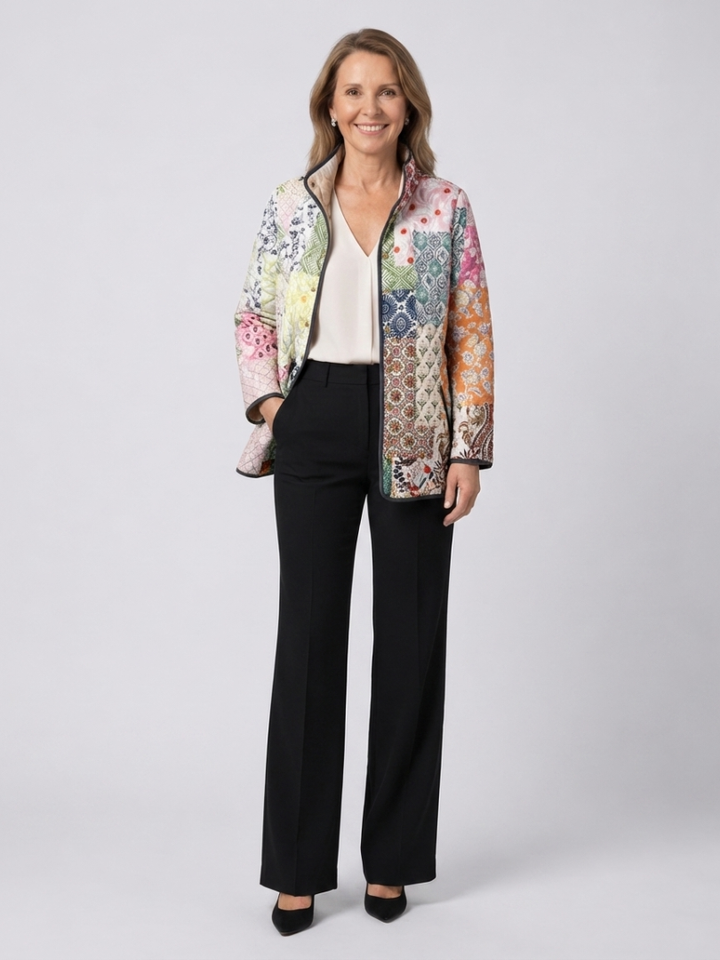 Gewatteerde Patchwork Boheemse Jas Florence