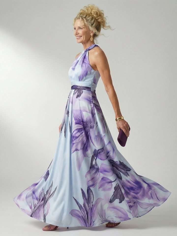 Amiel | Lichte Bloemen Maxi Jurk