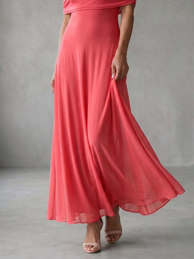 Juni | Off Shoulder Draped Midi Jurk